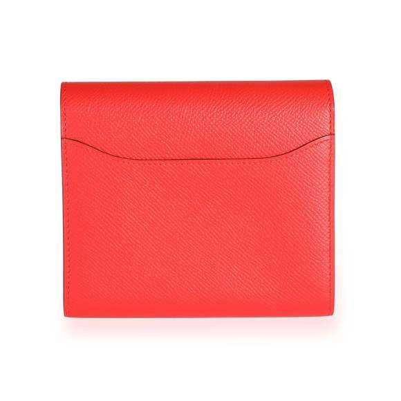 Hermès Rouge De Coeur Epsom & Rose Sakura Enamel Compact Constance Wallet PHW - Picture 3 of 8